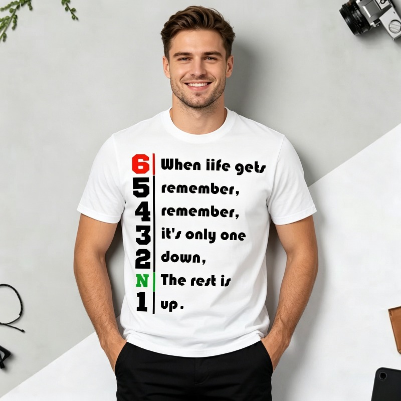 Motorcycle Gear Quotes - 1N23456 T-Shirt mit Lebenszitat-Grafik für Motorradfahrer,